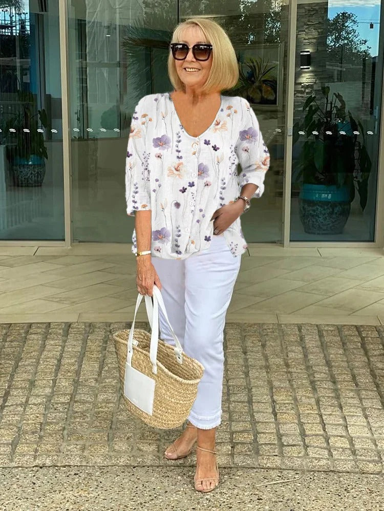 Lucia™ | Elegante blusa con fiori