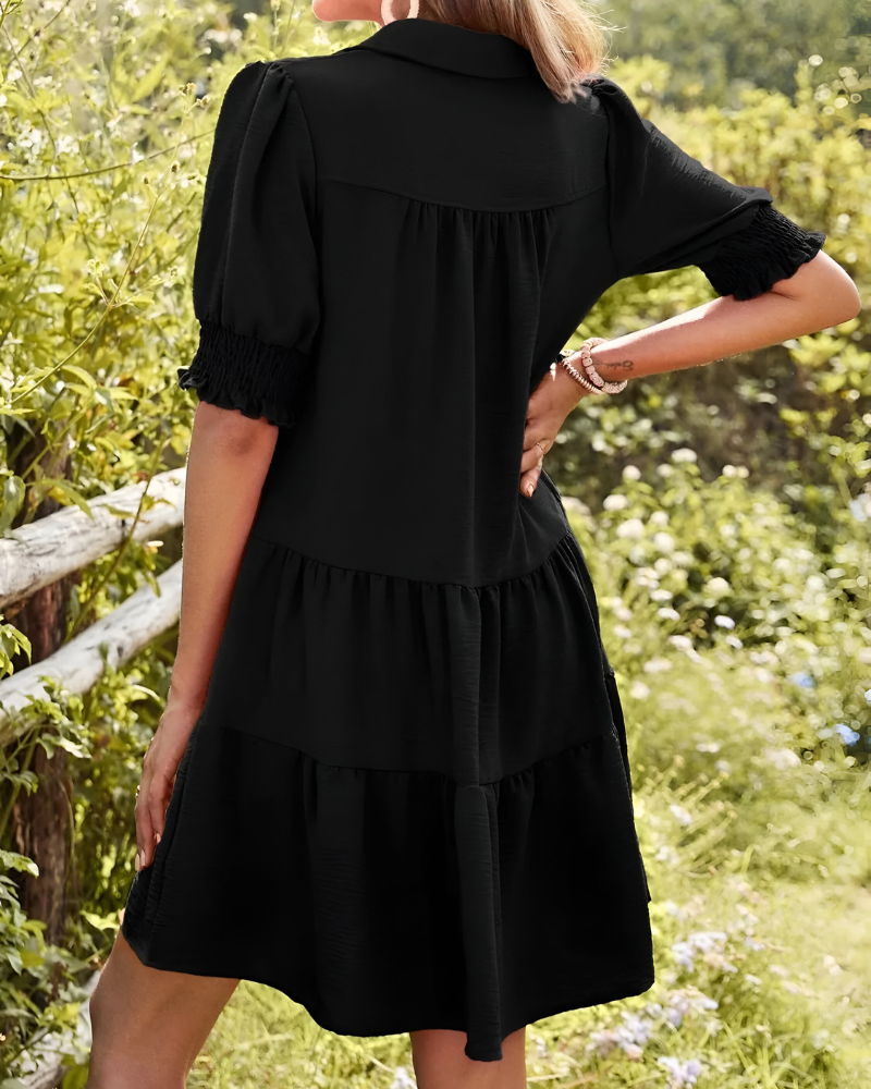 Nola™ | Abito corto casual con scollatura a V e maniche a volant