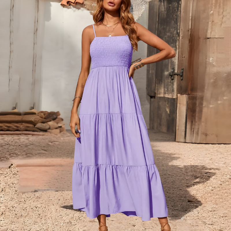 Rosa™ | Abito midi leggero con top arricciato