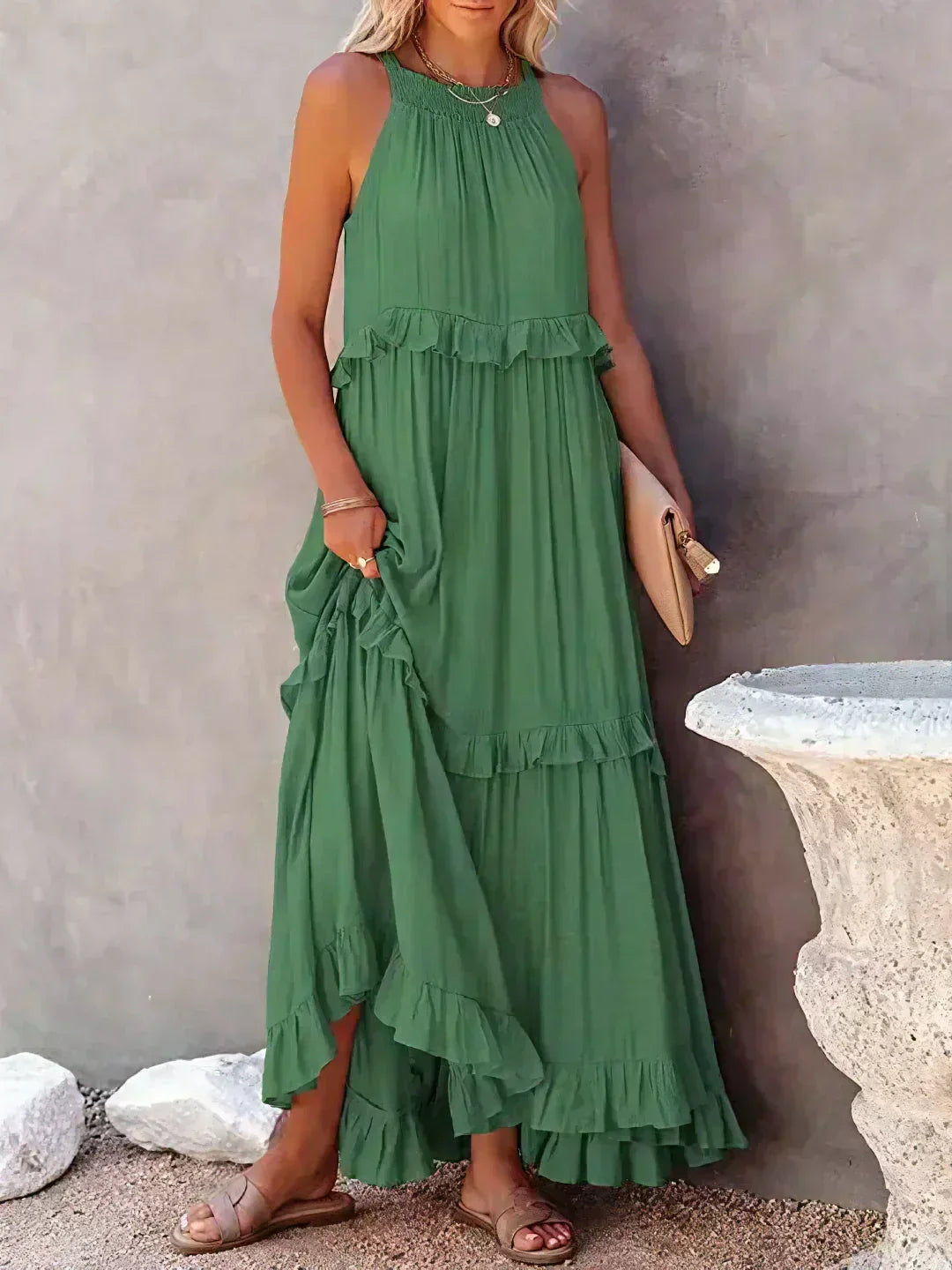 Sarah | Abito Maxi con Volant Halter (Quasi Esaurito)