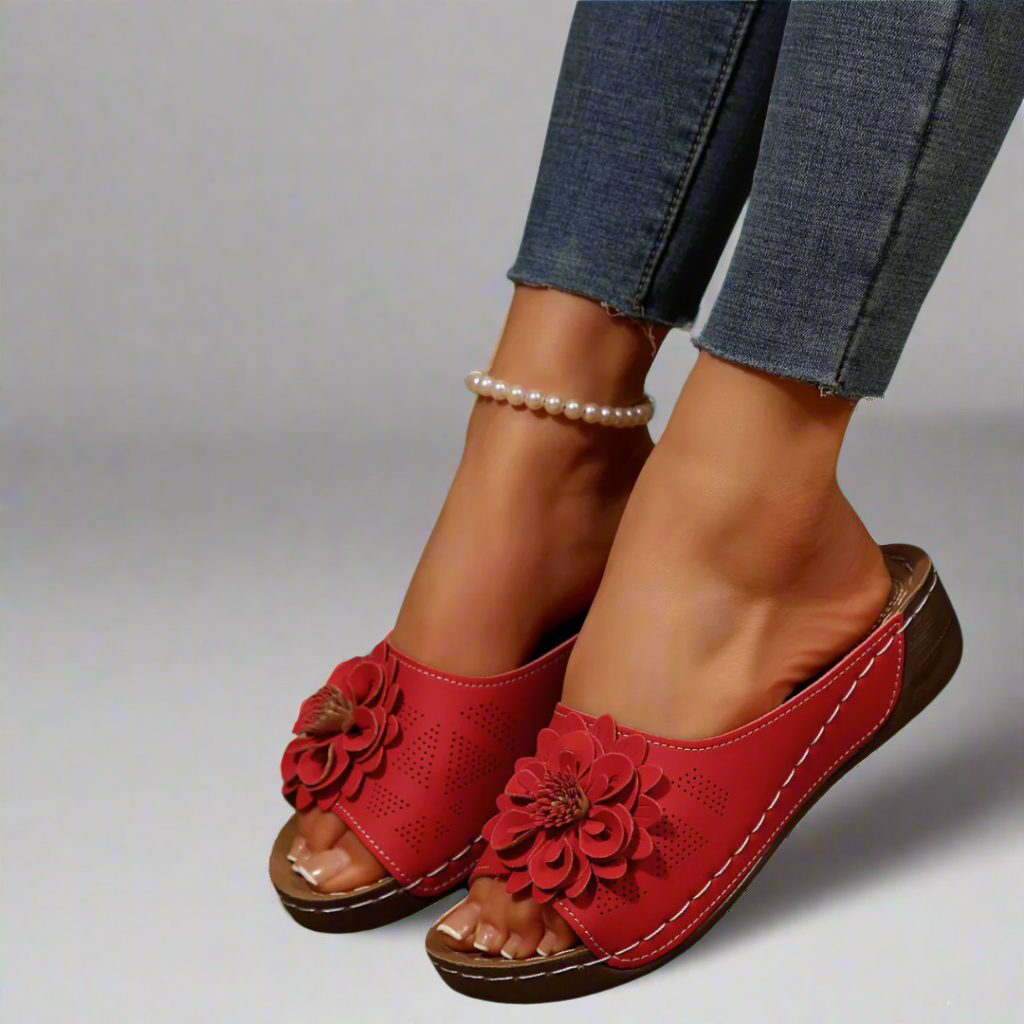 Jolanda | Eleganti sandali ortopedici con motivo floreale