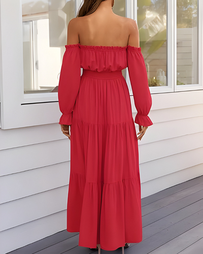 Elisa™ | Abito maxi off-shoulder con alta spacco