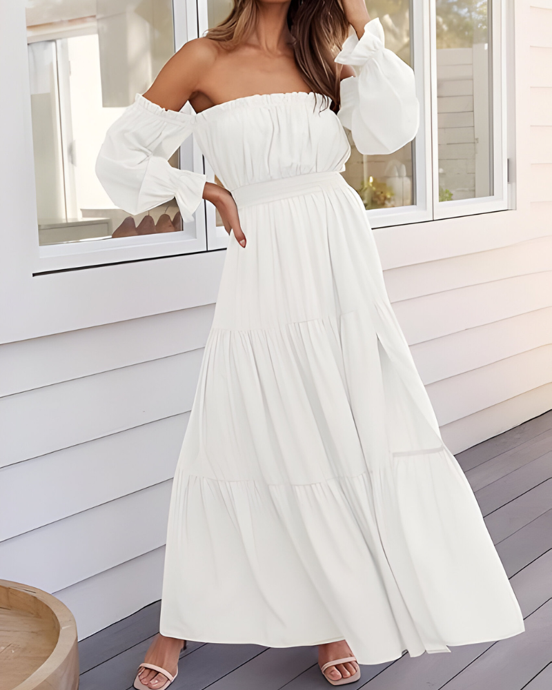 Elisa™ | Abito maxi off-shoulder con alta spacco