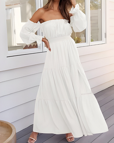 Elisa™ | Abito maxi off-shoulder con alta spacco