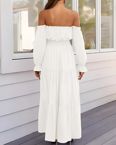 Elisa™ | Abito maxi off-shoulder con alta spacco