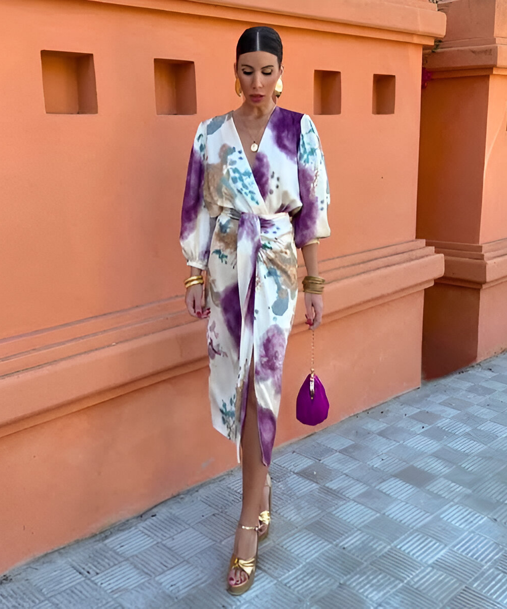 Sylvia™ | Abito Chic con Stampa Astratta