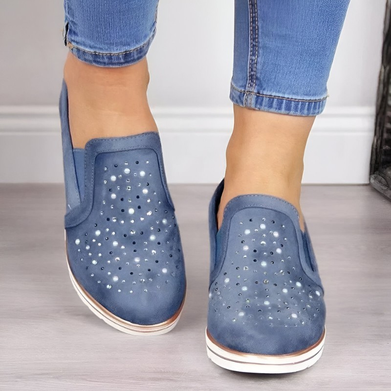 Lisa™ | Mocassini ortopedici con tacco a zeppa e strass