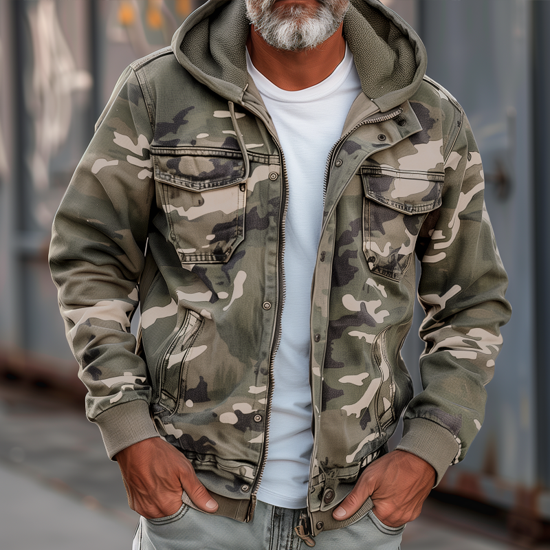 Fabian™ - Giacca Cargo Camo da Uomo con Cappuccio e Numerose Tasche