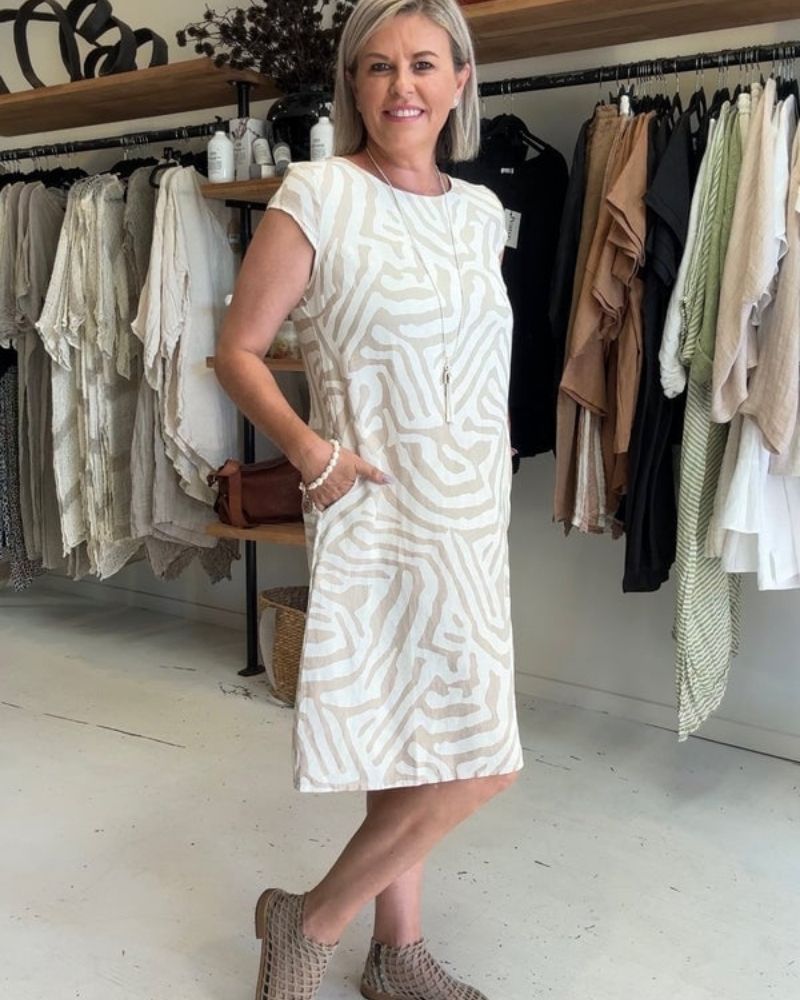 Delisha™ - Abito estivo con scollatura rotonda e bella stampa