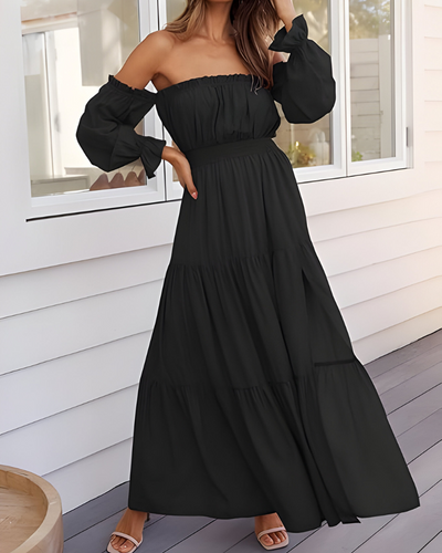 Elisa™ | Abito maxi off-shoulder con alta spacco
