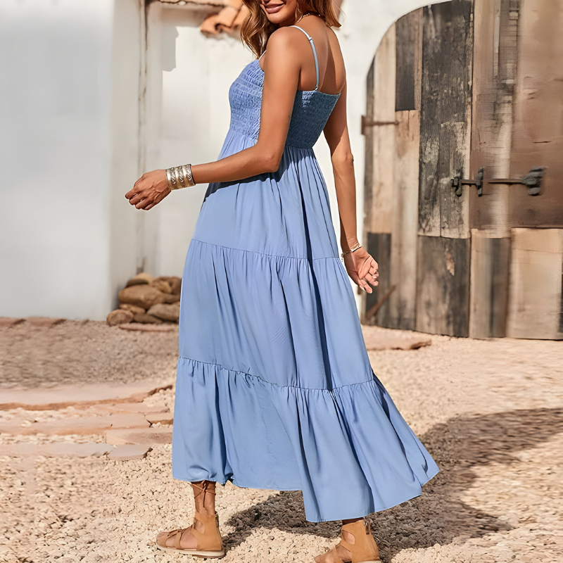 Rosa™ | Abito midi leggero con top arricciato