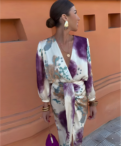 Sylvia™ | Abito Chic con Stampa Astratta