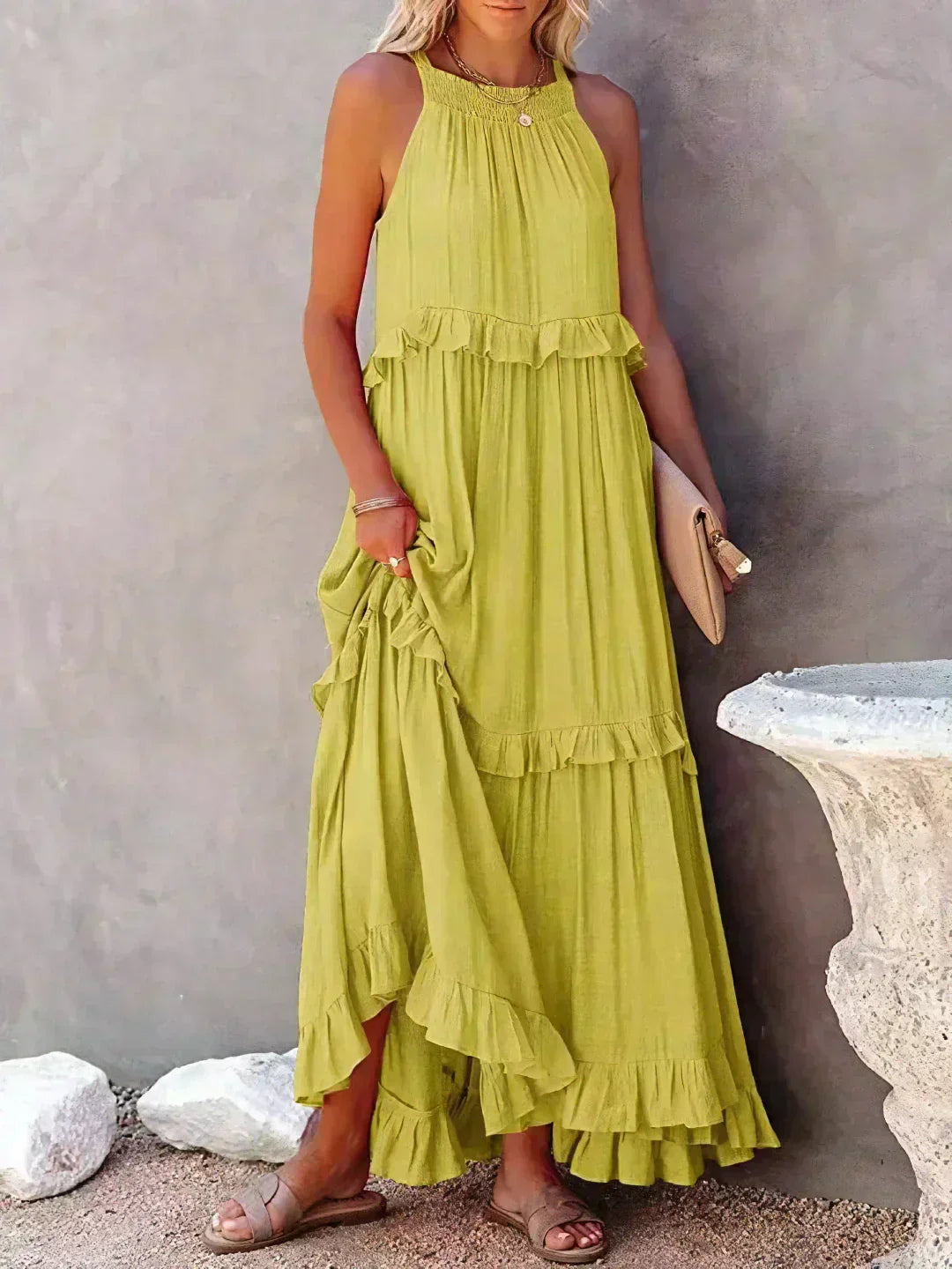 Sarah | Abito Maxi con Volant Halter (Quasi Esaurito)