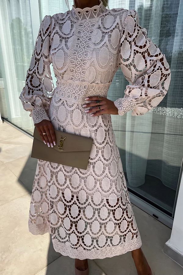 Juul™ | Abito Midi Elegante in Pizzo di Lusso