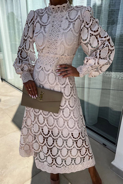 Juul™ | Abito Midi Elegante in Pizzo di Lusso