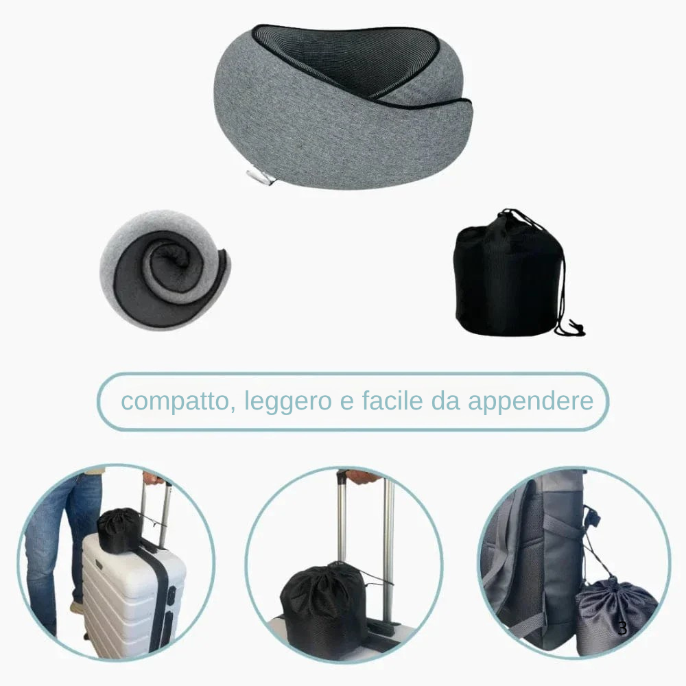 Cuscino da Viaggio Ergo+: Sostegno per il Collo e Sollievo dalle Tensioni
