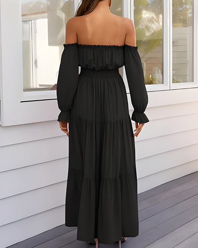 Elisa™ | Abito maxi off-shoulder con alta spacco