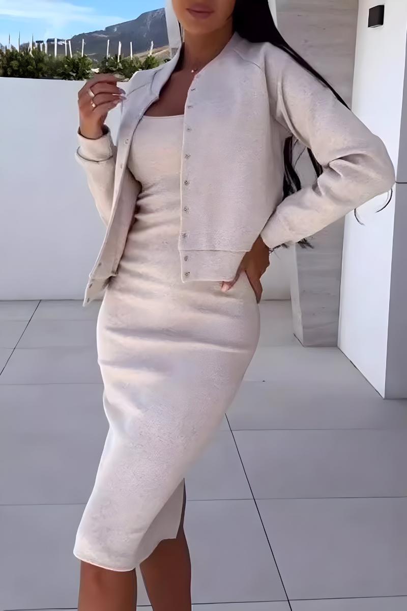 Fleur™ | Abito Midi Confortevole con Giacca Abbinata