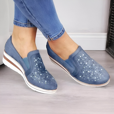 Lisa™ | Mocassini ortopedici con tacco a zeppa e strass