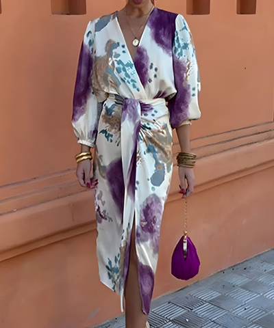 Sylvia™ | Abito Chic con Stampa Astratta