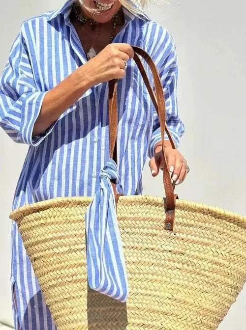 Éliane | Vestito a righe con colletto