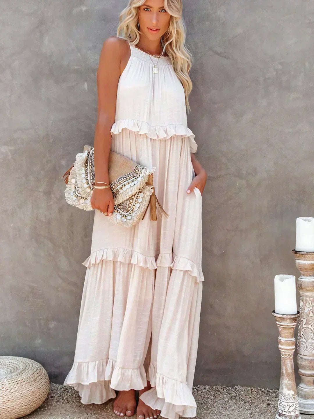Sarah | Abito Maxi con Volant Halter (Quasi Esaurito)