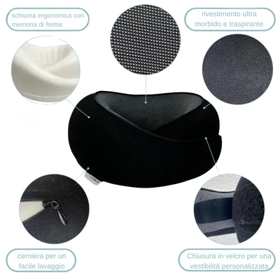 Cuscino da Viaggio Ergo+: Sostegno per il Collo e Sollievo dalle Tensioni