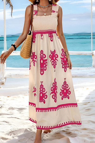 Sophia™ Abito Maxy Boho Elastico con Spalline Larghe – Design Estivo e Leggero