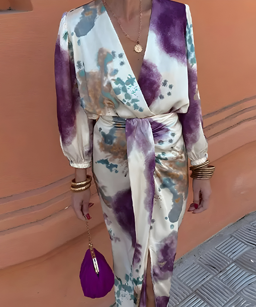 Sylvia™ | Abito Chic con Stampa Astratta