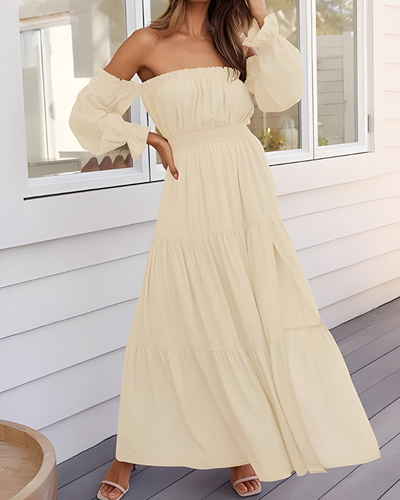 Elisa™ | Abito maxi off-shoulder con alta spacco