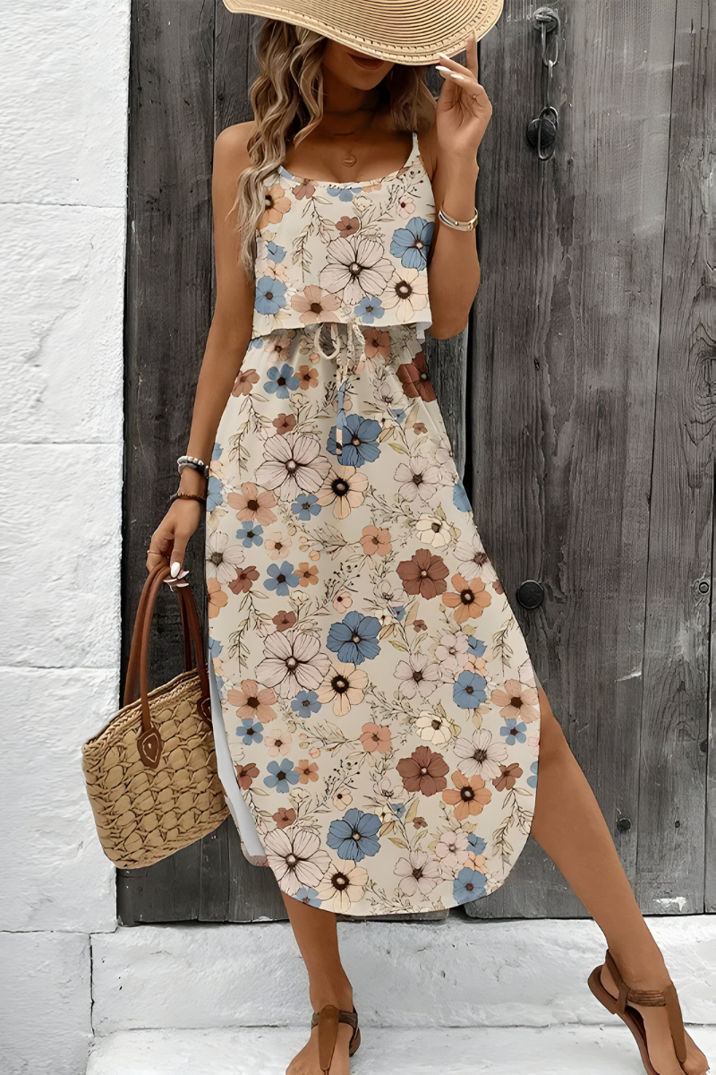 Saar™ | Abito estivo senza maniche con stampa astratta e vita elastica