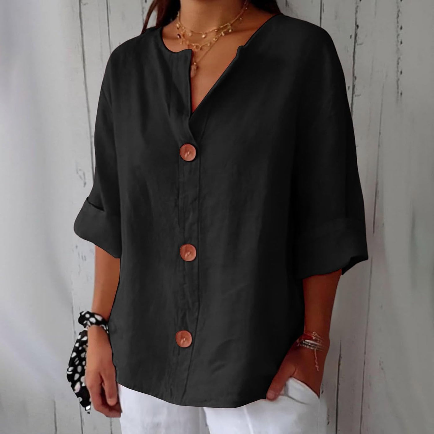 Alina™ | Blusa in Lino Casual