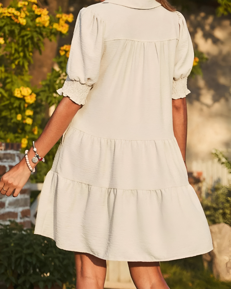 Nola™ | Abito corto casual con scollatura a V e maniche a volant