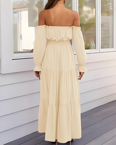 Elisa™ | Abito maxi off-shoulder con alta spacco