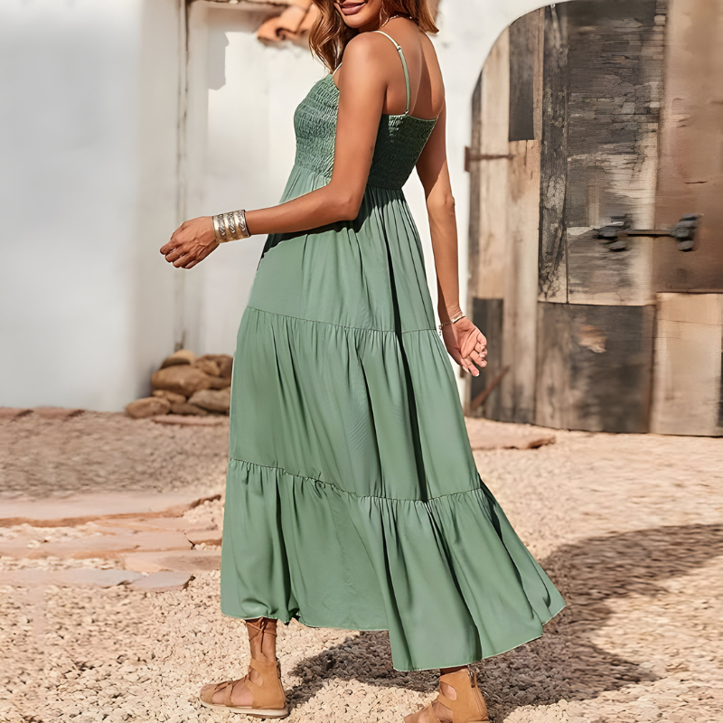 Rosa™ | Abito midi leggero con top arricciato