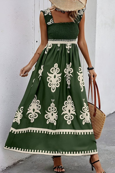 Sophia™ Abito Maxy Boho Elastico con Spalline Larghe – Design Estivo e Leggero