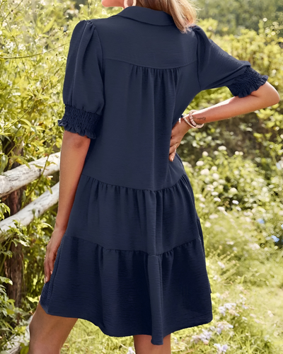 Nola™ | Abito corto casual con scollatura a V e maniche a volant