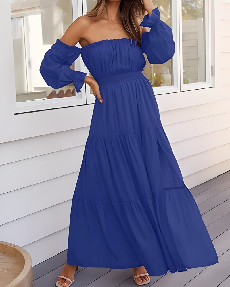 Elisa™ | Abito maxi off-shoulder con alta spacco