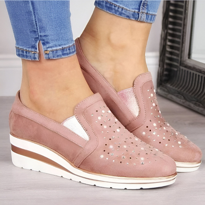 Lisa™ | Mocassini ortopedici con tacco a zeppa e strass