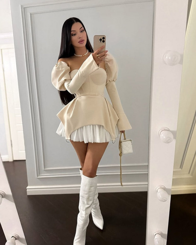 Monic™ | Abito Chic con Maniche a Palloncino