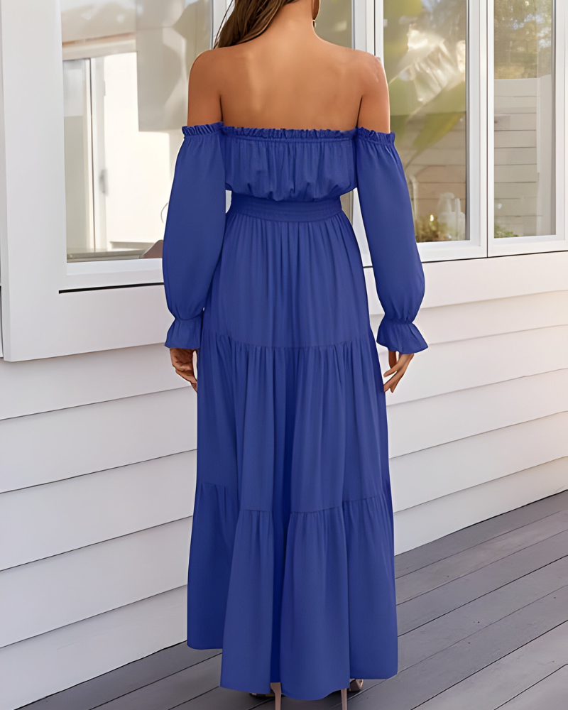 Elisa™ | Abito maxi off-shoulder con alta spacco