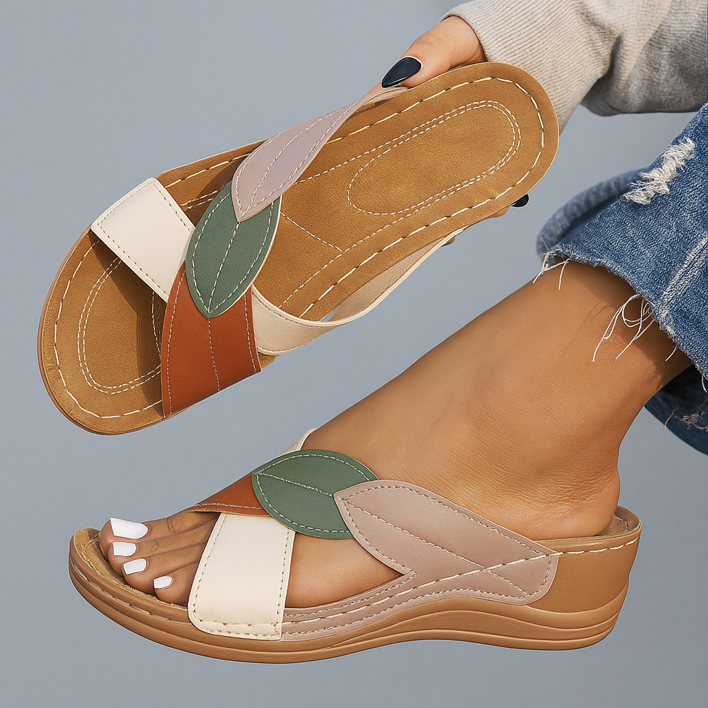 Nina | Sandali con tacco a zeppa fatti a mano in materiale premium