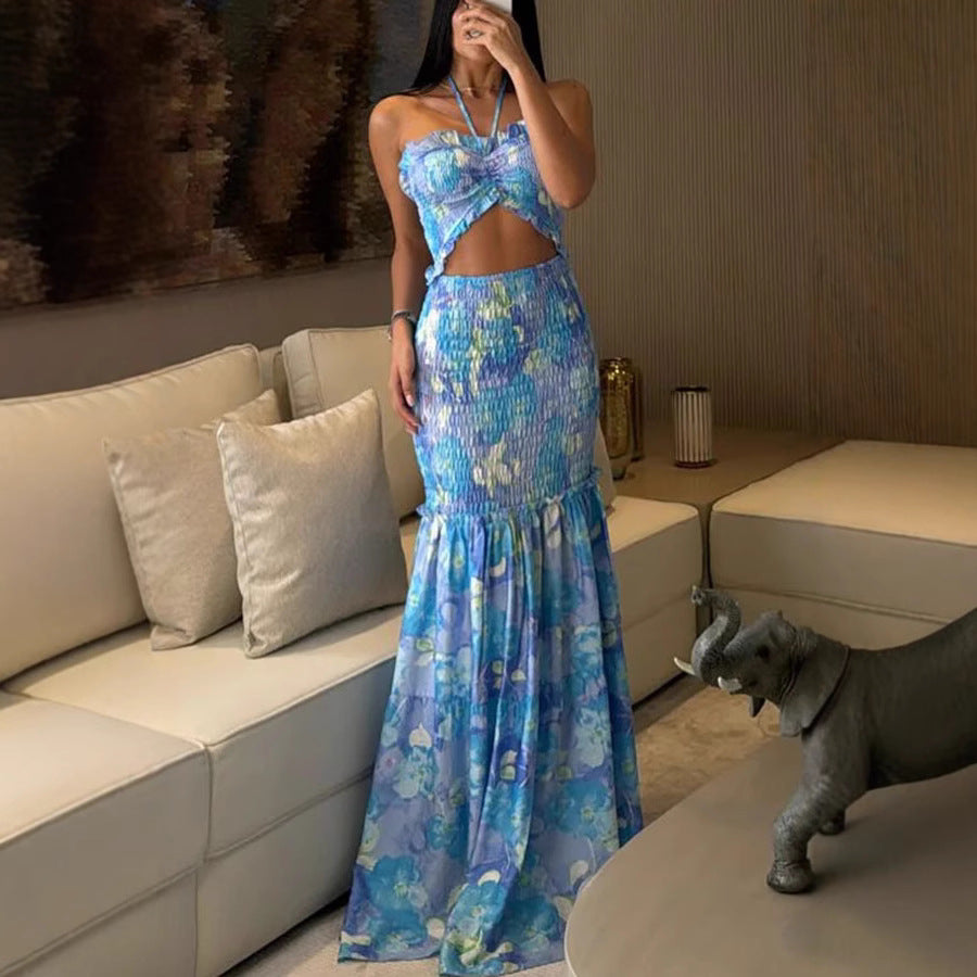 Lina™ | Abito Maxi Senza Spalline con Stampa Tropicale