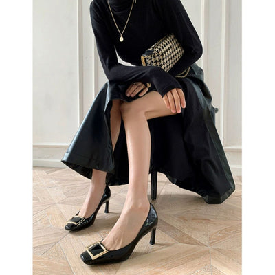 Narella™ | Eleganti Sandali con Tacco Medio e Punta Quadrata