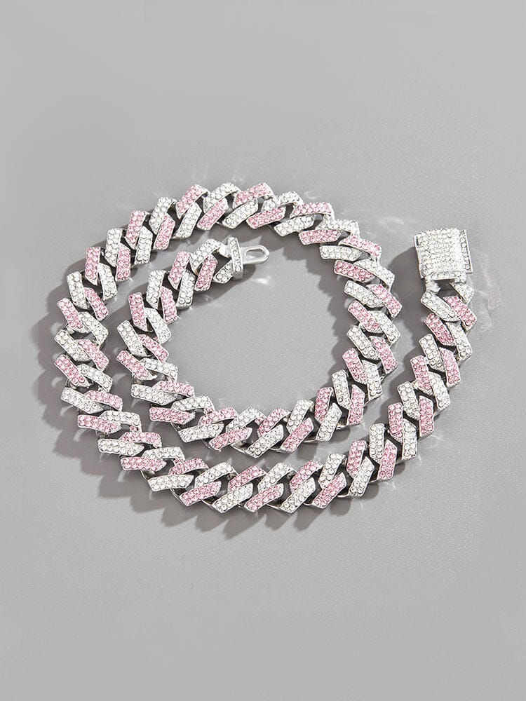 Collana Cubana con Catena e Strass