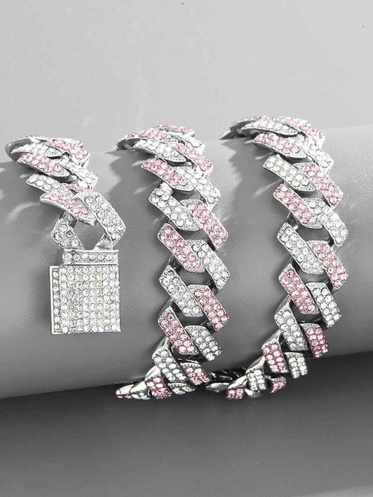 Collana Cubana con Catena e Strass