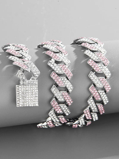 Collana Cubana con Catena e Strass