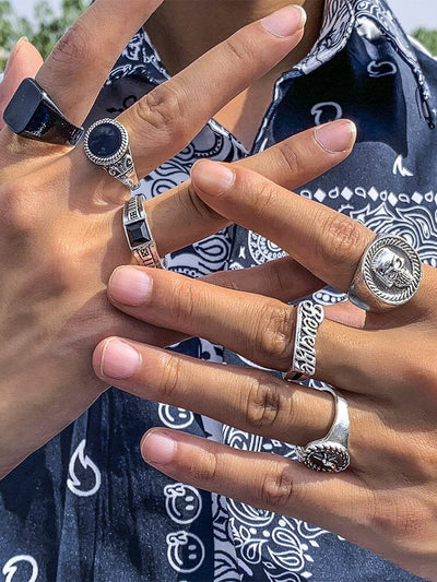 Set di 6 Anelli a Teschio Impilabili