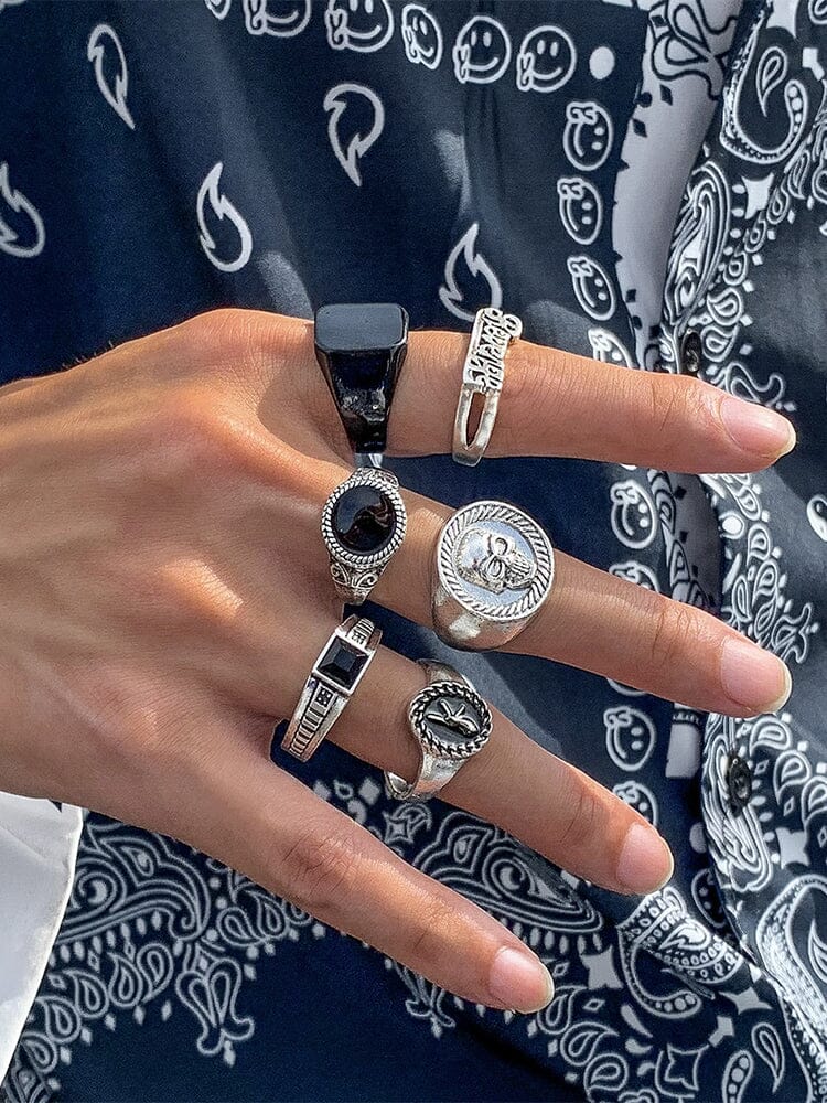 Set di 6 Anelli a Teschio Impilabili