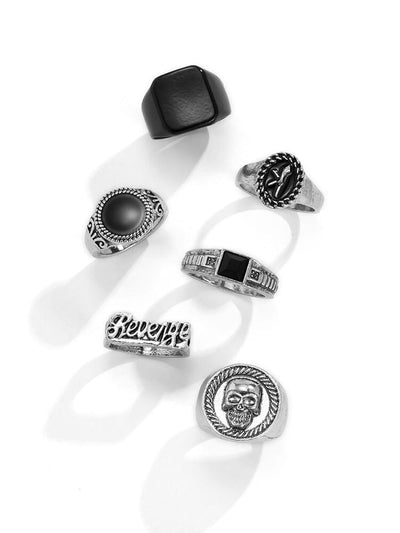 Set di 6 Anelli a Teschio Impilabili